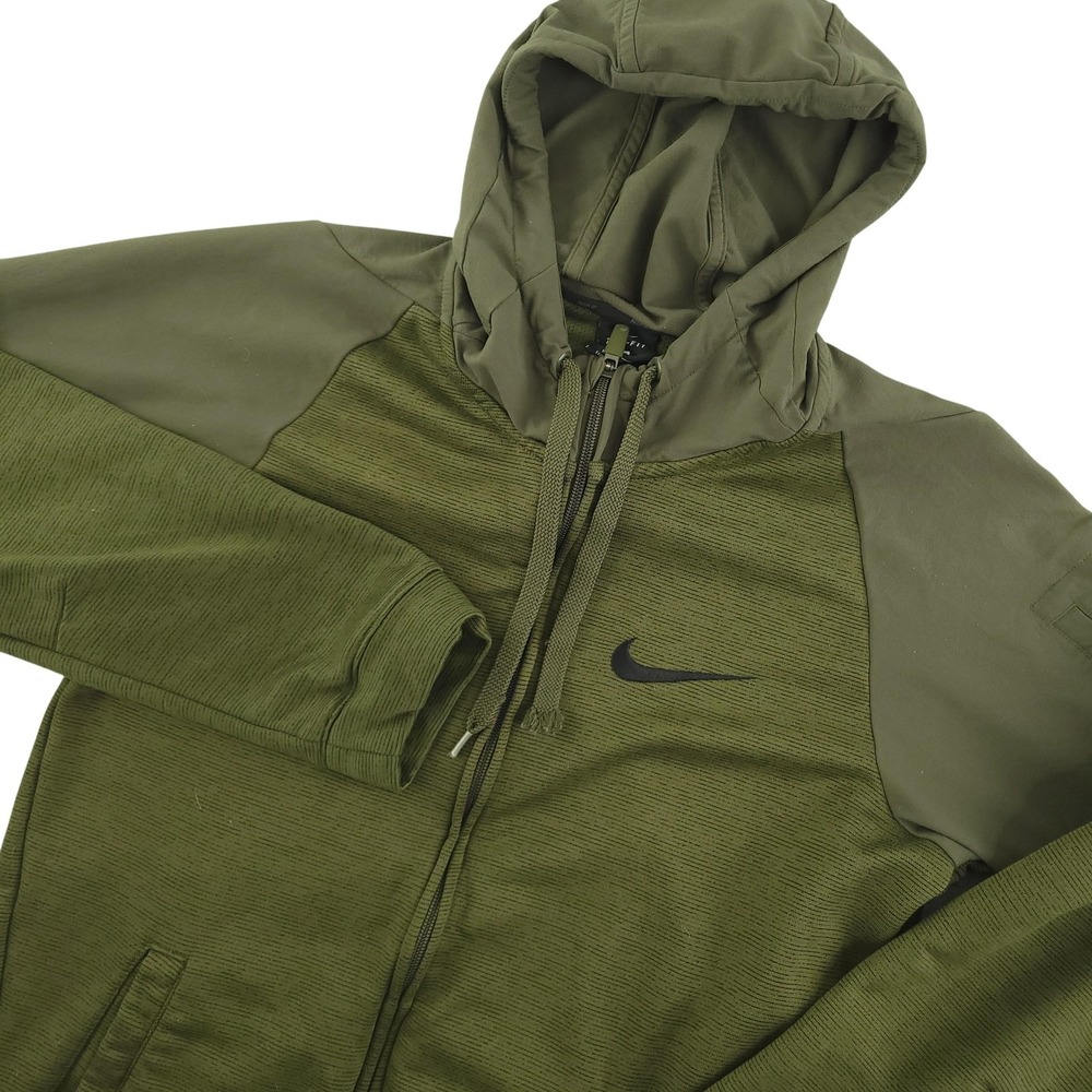 Nike Hoodie Mens Small Green‎ Dri-FIT Full Zip Fleece Training Athletic Top